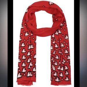 KATE SPADE Valentine's Day Oblong Twill Fringe Scarf In Engine Red New with Tags